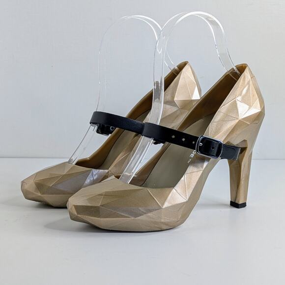 United Nude Shoes Lo Res Pump Womens EU 37 Rose Glitter Black Strap Heels - Picture 16 of 16